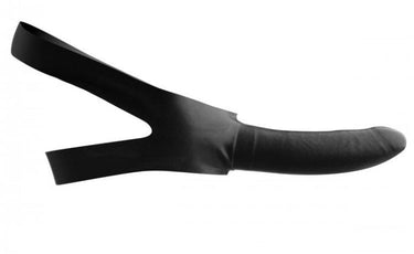 Profile view of the Face Fuk Strap On Mouth Gag, showcasing its stylish design and functionality as a premium dildo gag.